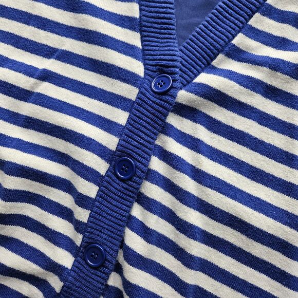 Torrid Blue Stripe Chiffon Back Button Cardigan - Picture 2 of 3